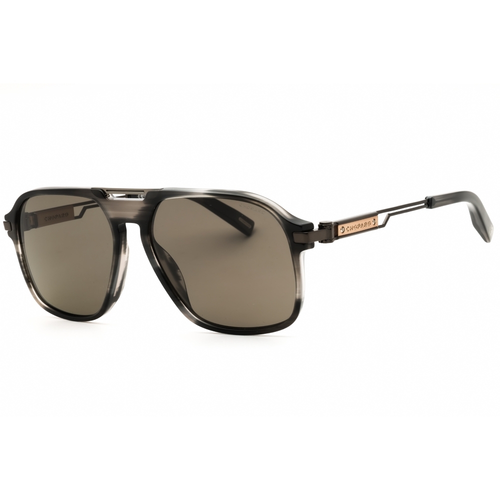 NWT Chopard SCH347-6X7P Stripped Grey Rectangle 58mm Sunglasses